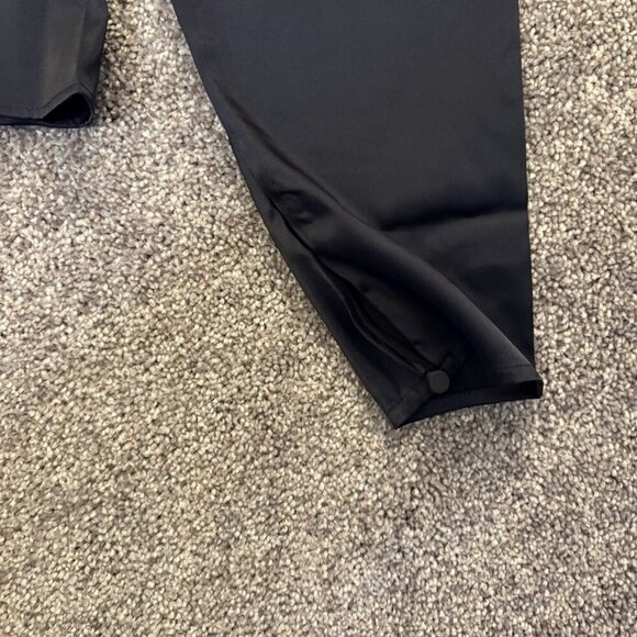 Express Women's Satin Top Size XS Navy Puff Shoulder Draped Faux Wrap NWT $58 - Picture 8 of 16